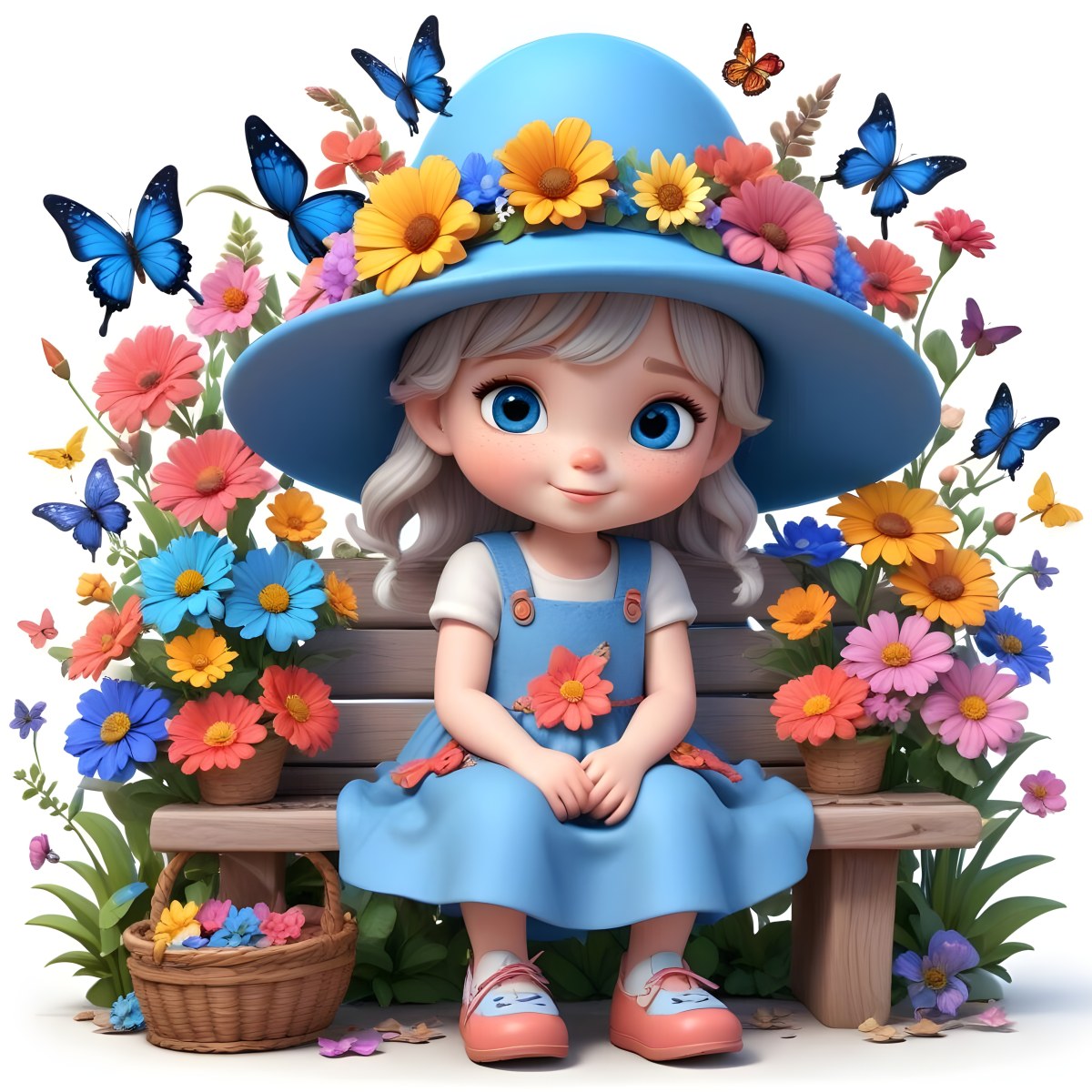 Adorable Cartoon Style A Young Girl With Large Blu 42 79fb
