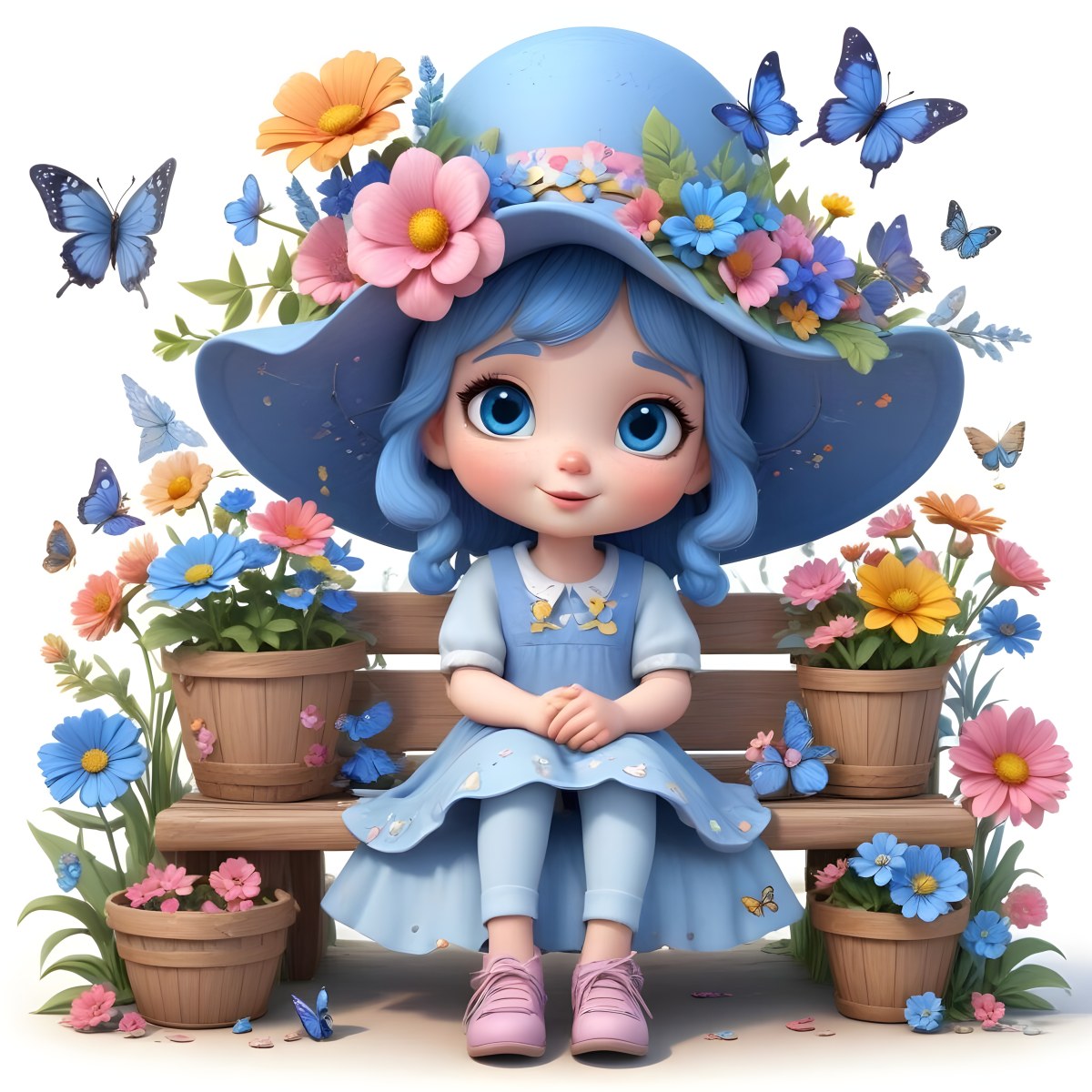 Adorable Cartoon Style A Young Girl With Large Blu 46 Abea