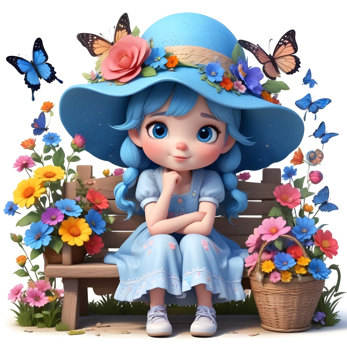 Adorable Cartoon Style A Young Girl With Large Blu 51 29e5