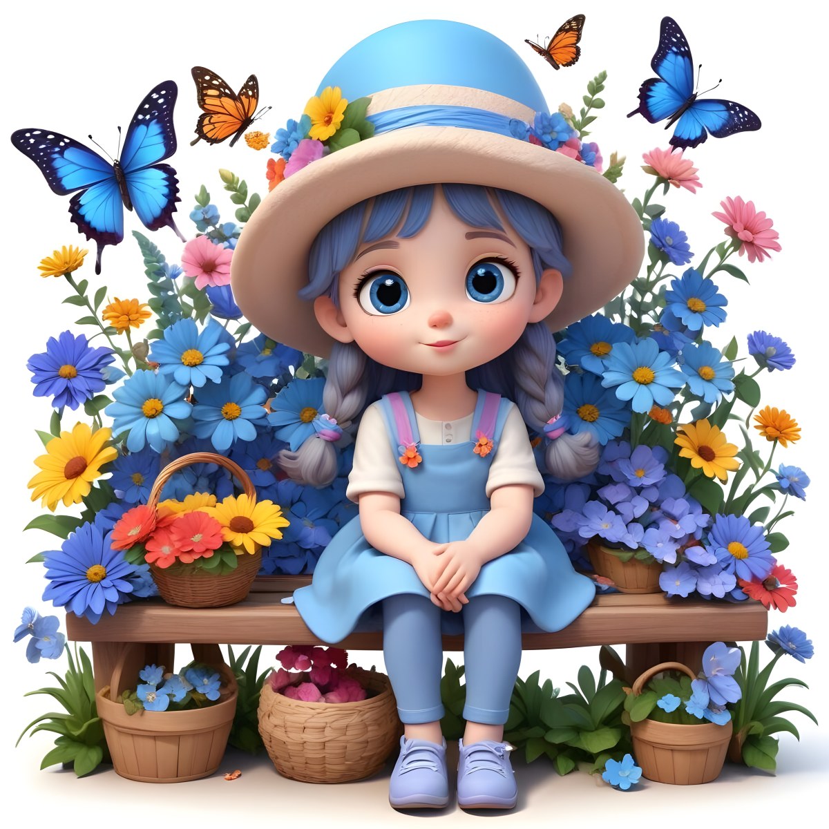 Adorable Cartoon Style A Young Girl With Large Blu 52 4a67