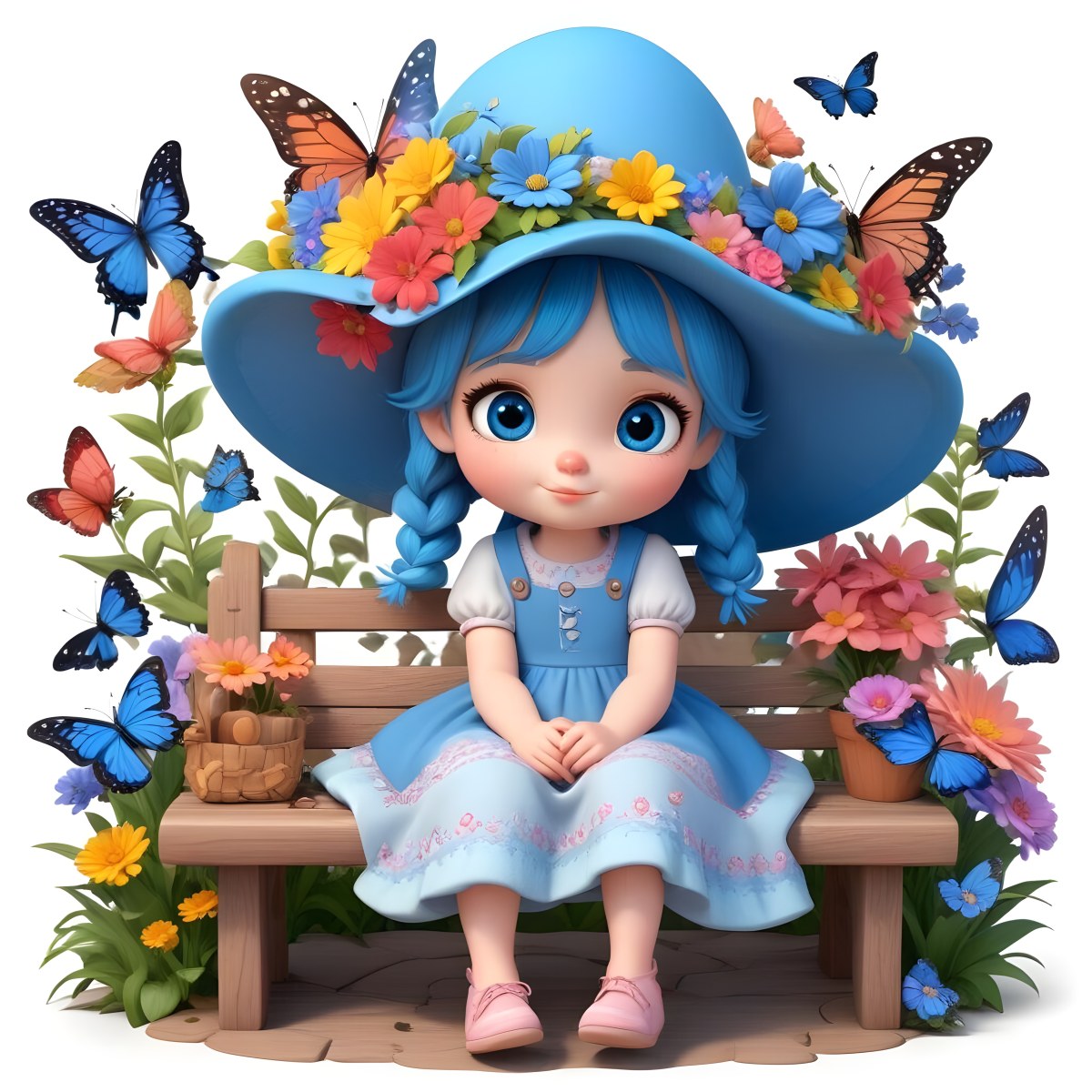 Adorable Cartoon Style A Young Girl With Large Blu 54 9acf
