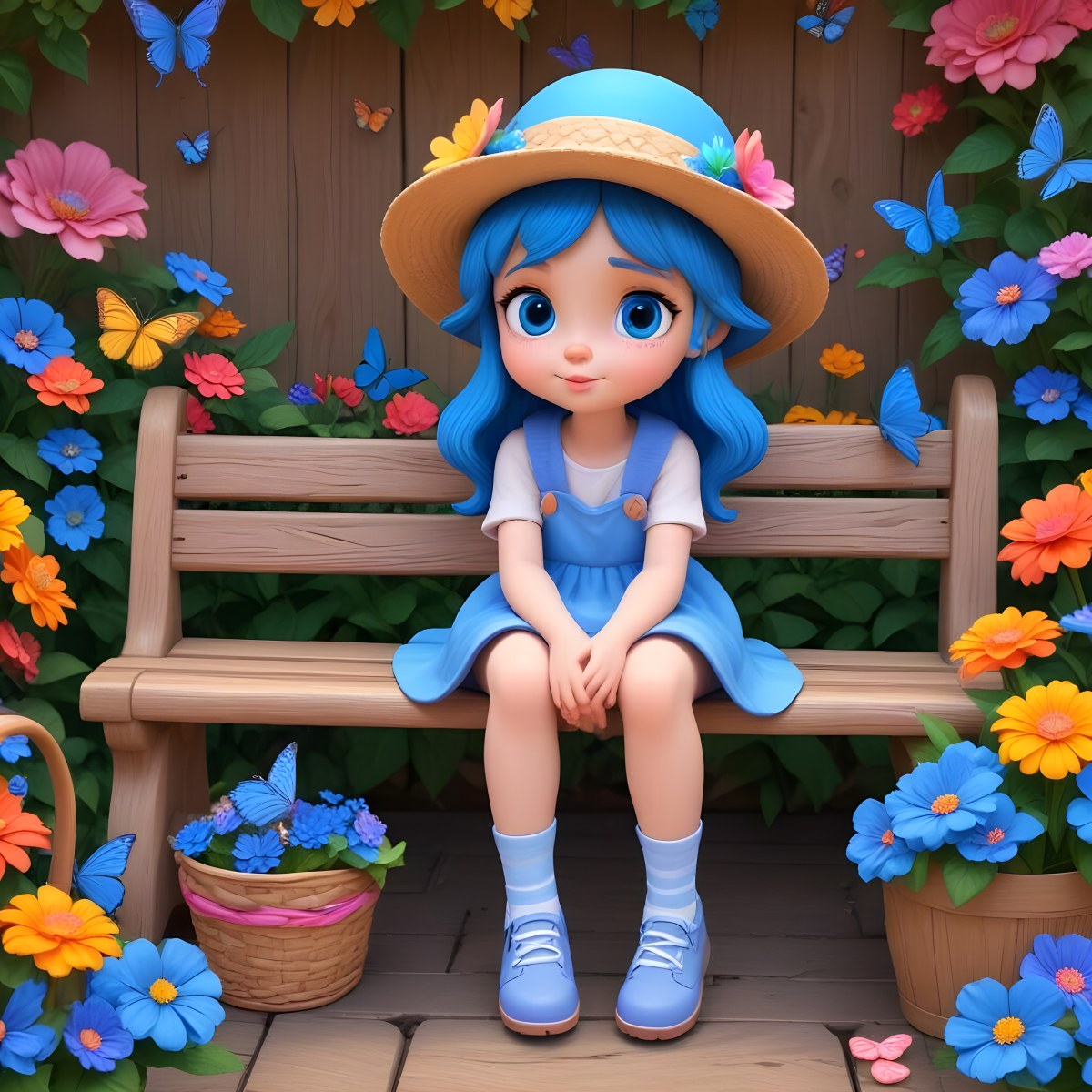 Adorable Cartoon Style A Young Girl With Large Blu 55 3bde