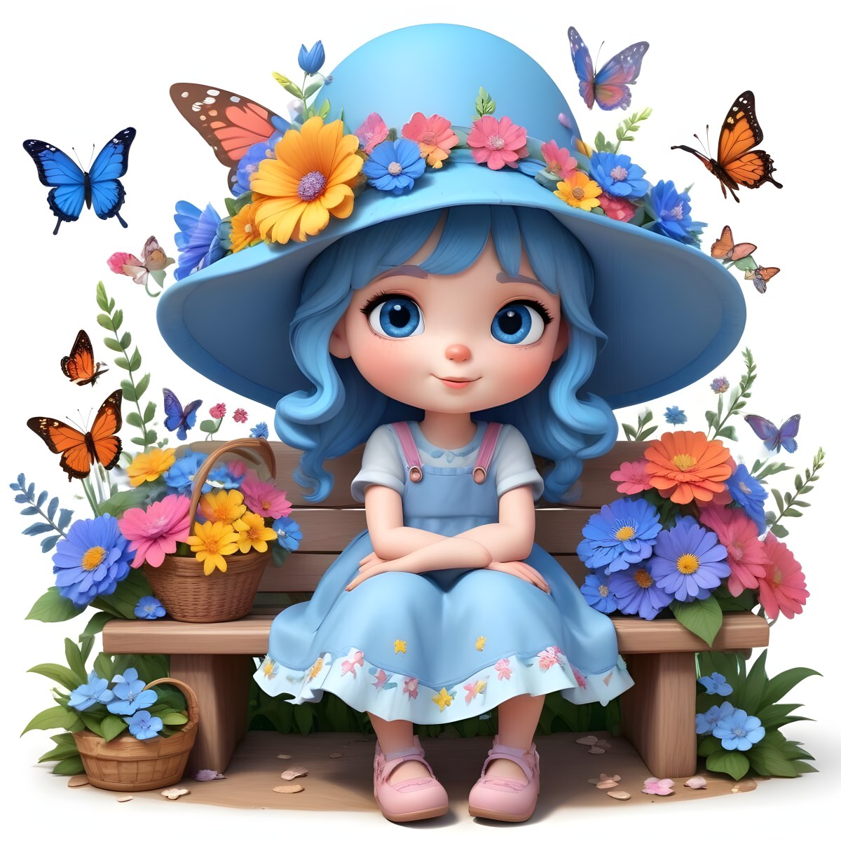 Adorable Cartoon Style A Young Girl With Large Blu 57 1c35