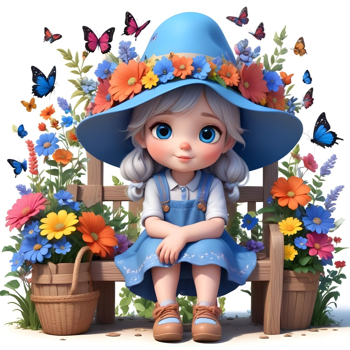 Adorable Cartoon Style A Young Girl With Large Blu 58 6031