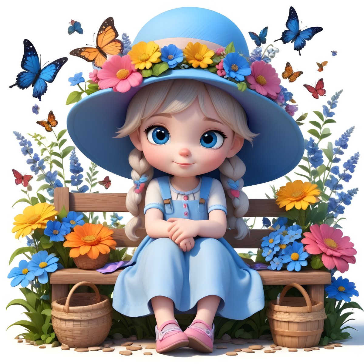 Adorable Cartoon Style A Young Girl With Large Blu 59 Da85