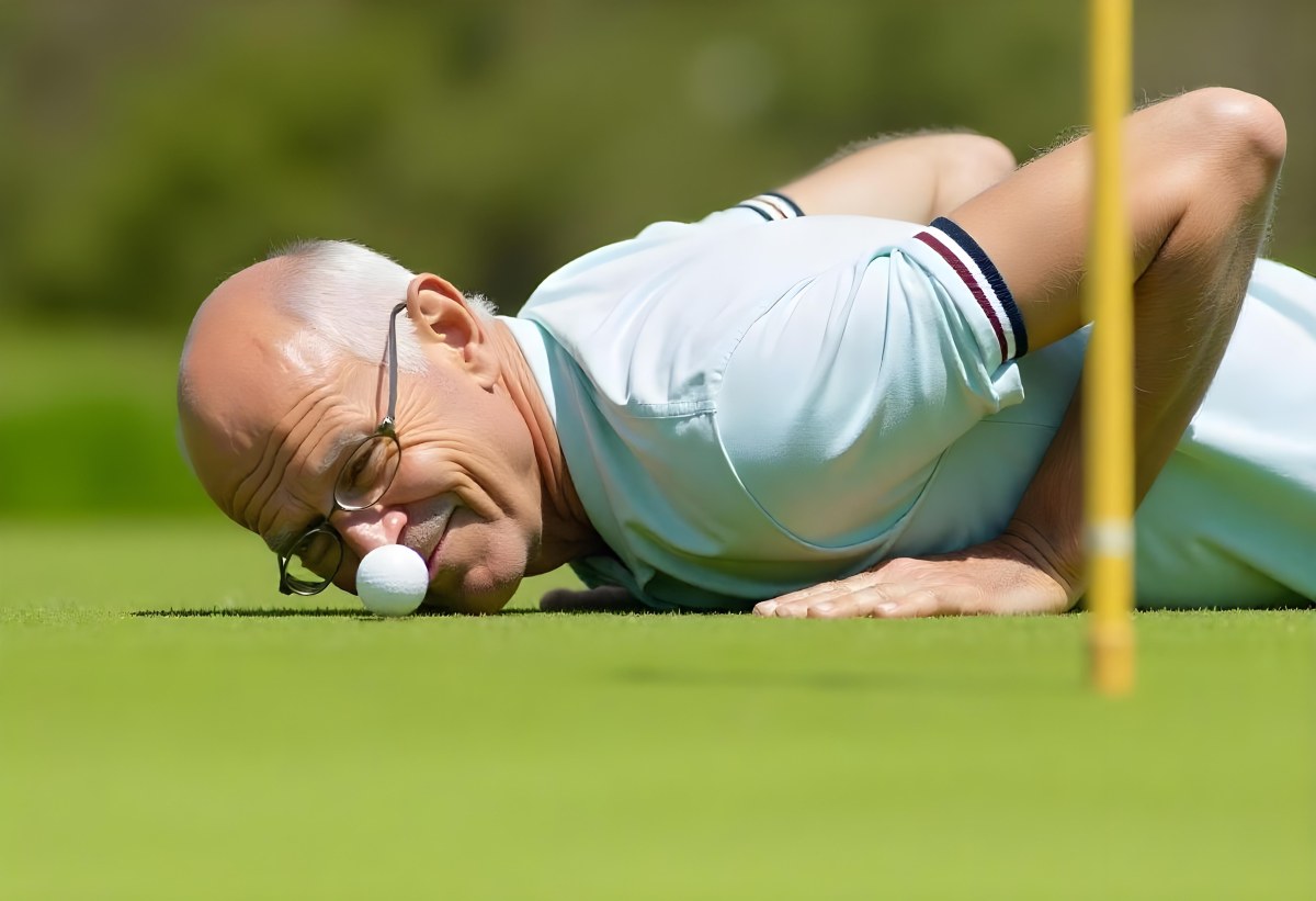 An Elderly Caucasian Man With Short Gray Hair And Glasses Wearing A Green Polo Shirt Lying On A Grassy Field And Smiling During The Day 1 Fd6f