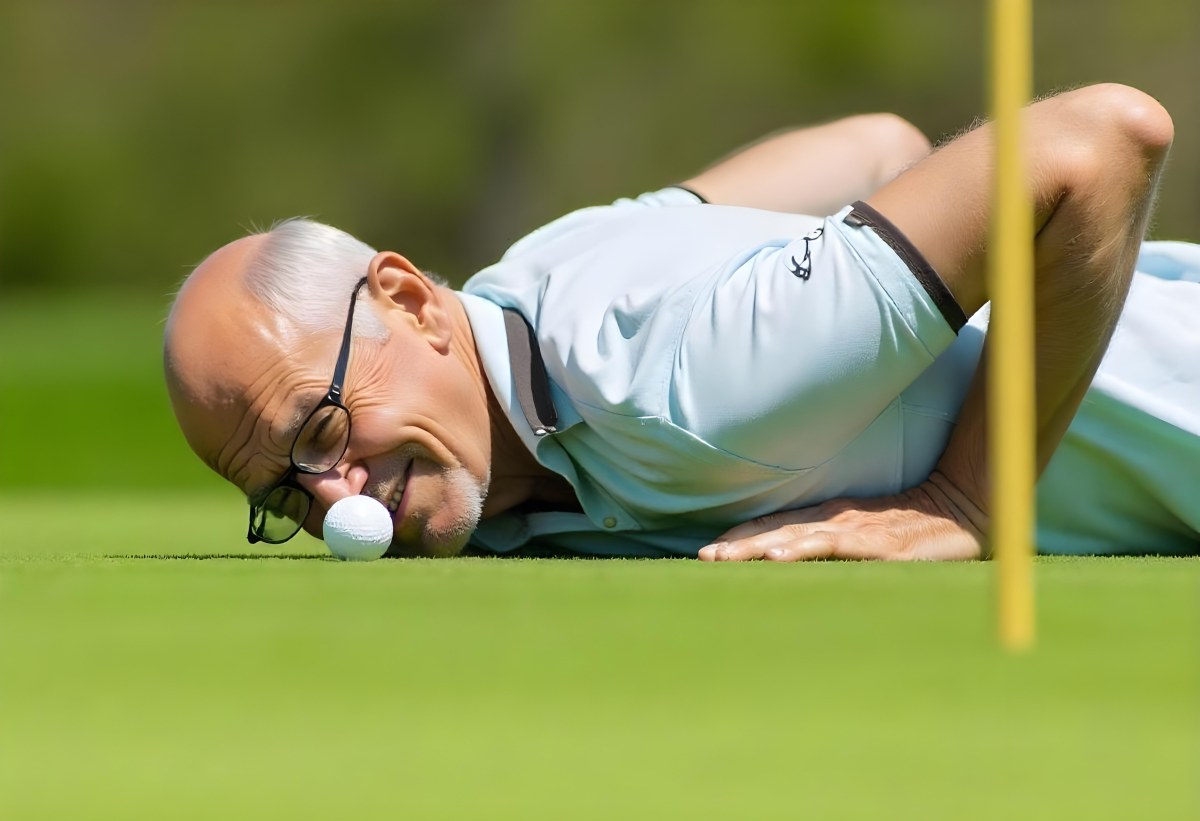 An Elderly Caucasian Man With Short Gray Hair And Glasses Wearing A Green Polo Shirt Lying On A Grassy Field And Smiling During The Day 12 39f6