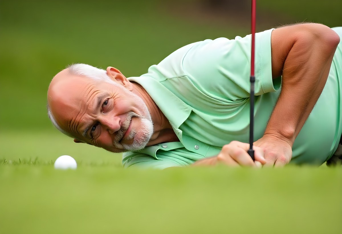 An Elderly Caucasian Man With Short Gray Hair And Glasses Wearing A Green Polo Shirt Lying On A Grassy Field And Smiling During The Day 5 Ba8b
