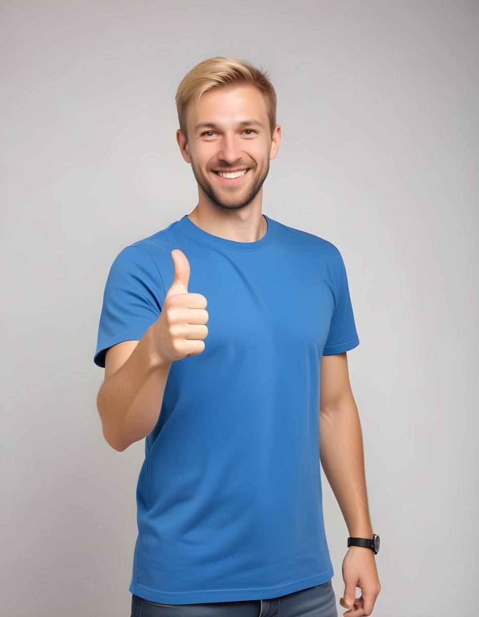 Caucasian Man 30 Years Old Blonde Hair Blue T