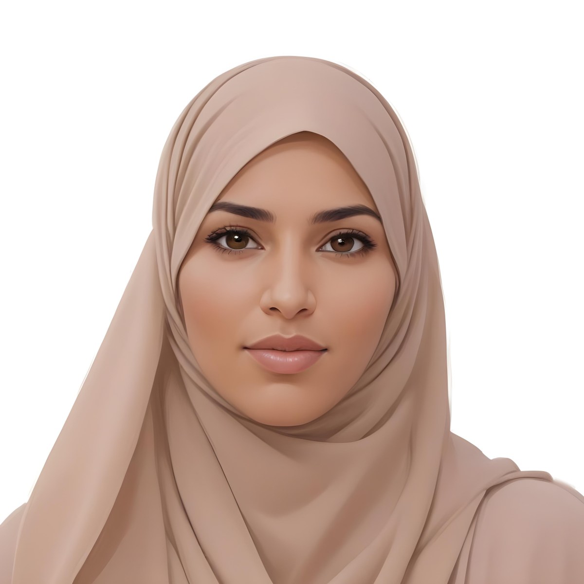 Digital Painting A Woman Of Middle Eastern Descent Approximately 30 Years Old With Medium Brown Skin And Dark Hair Covered By A Light Beige Hijab She Has A Neutral Expression And Is Facing Forward Against A Plain Whit 11 085f