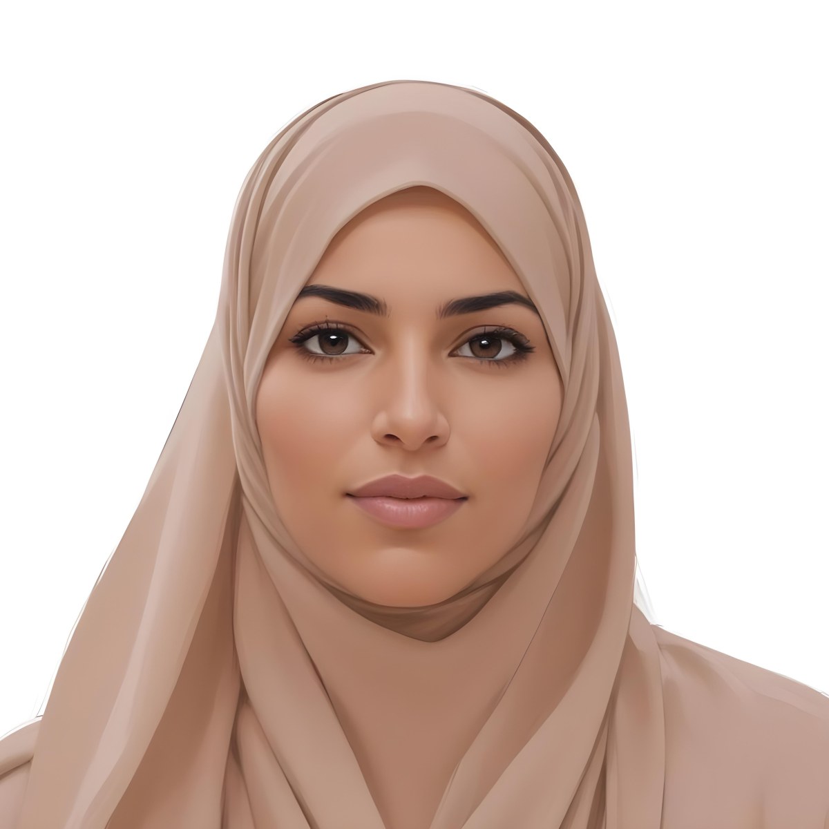 Digital Painting A Woman Of Middle Eastern Descent Approximately 30 Years Old With Medium Brown Skin And Dark Hair Covered By A Light Beige Hijab She Has A Neutral Expression And Is Facing Forward Against A Plain Whit 13 1436
