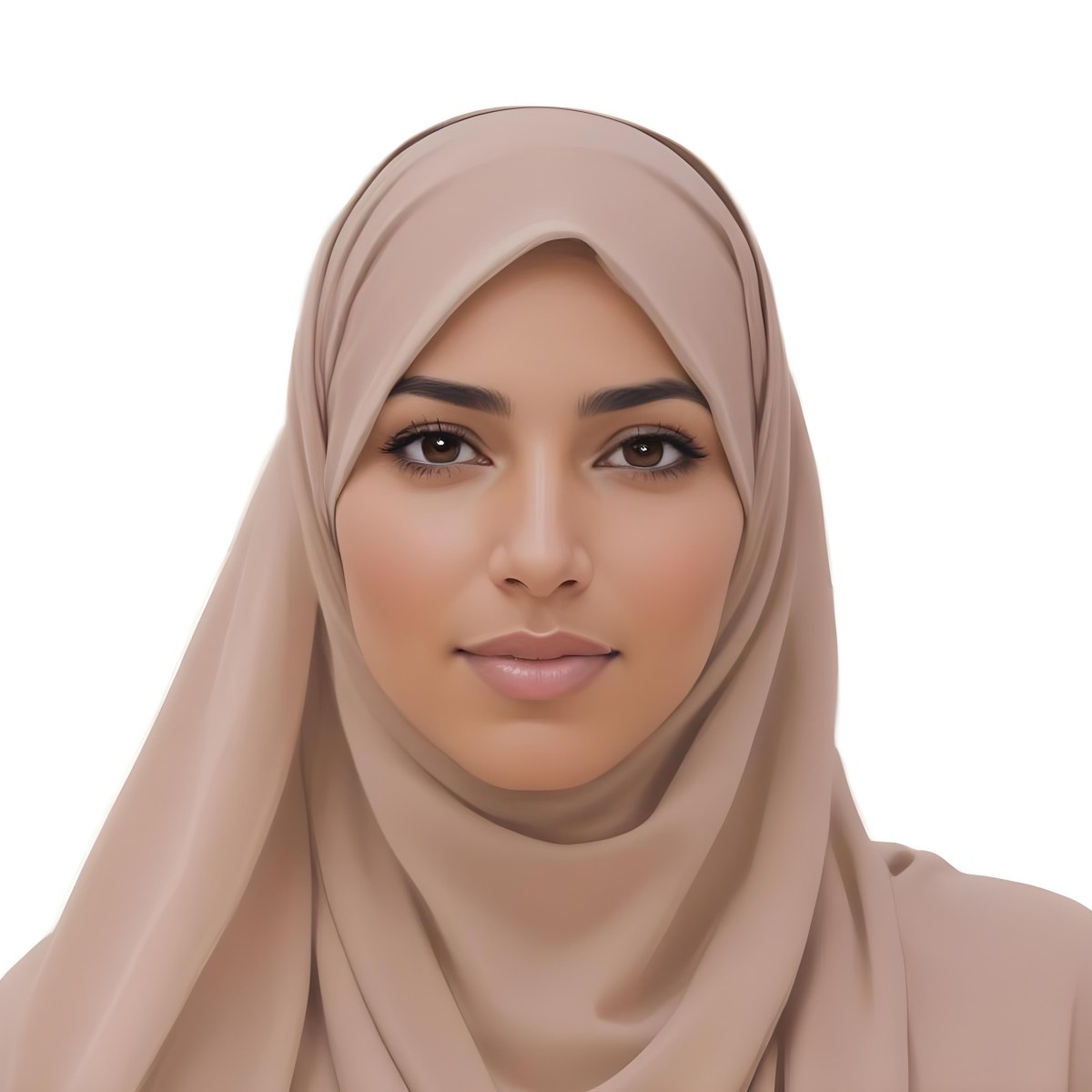 Digital Painting A Woman Of Middle Eastern Descent Approximately 30 Years Old With Medium Brown Skin And Dark Hair Covered By A Light Beige Hijab She Has A Neutral Expression And Is Facing Forward Against A Plain Whit 16 Bbed