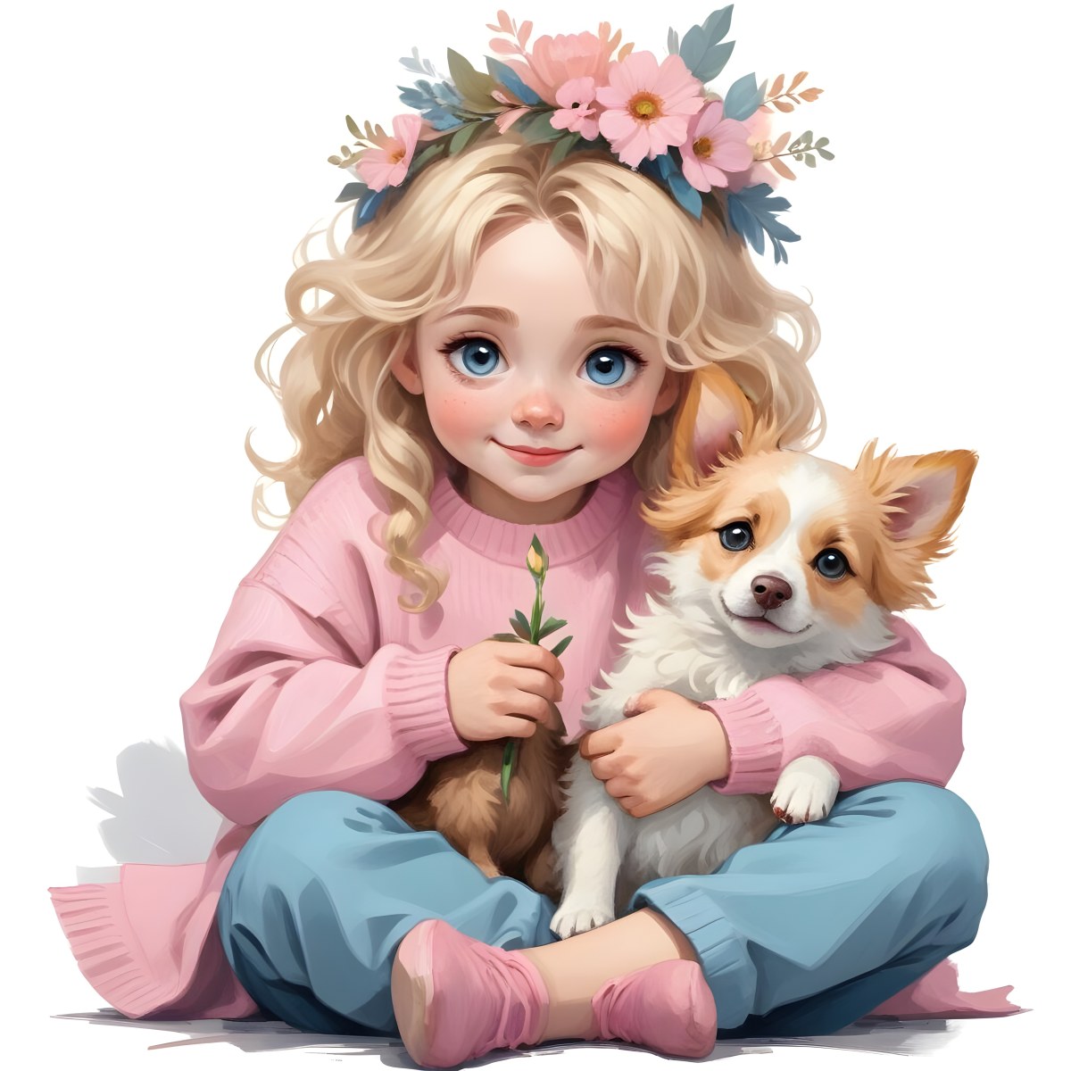Digital Painting A Young Caucasian Girl With Long 97 456d