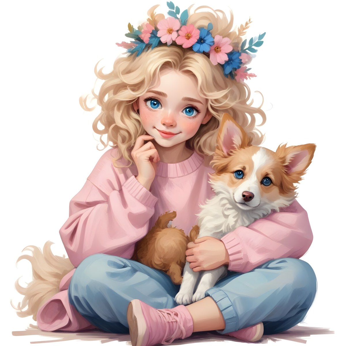 Digital Painting A Young Caucasian Girl With Long 98 1bf5