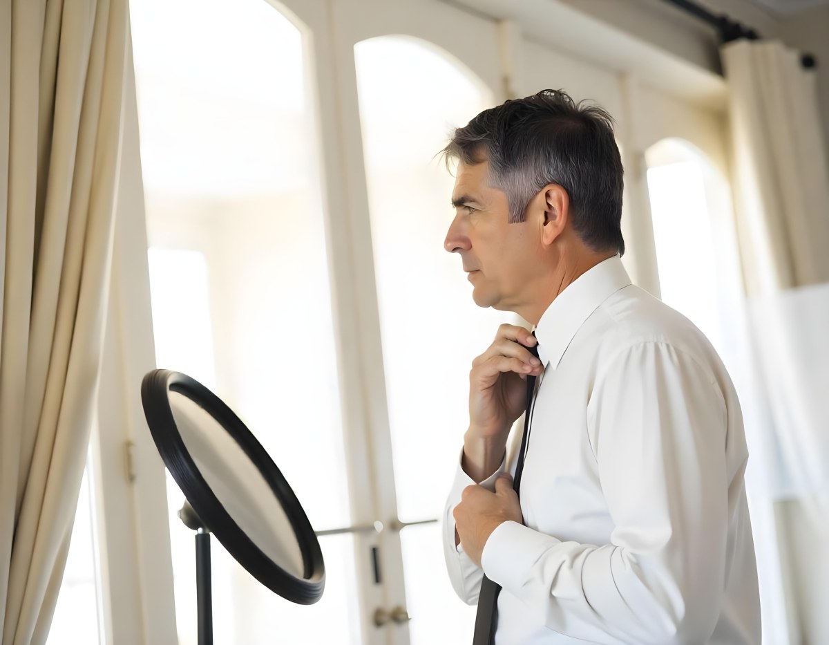 Elderly Caucasian Man With Gray Hair Wearing A White Shirt And Blue Tie Looking Serious 12 8067