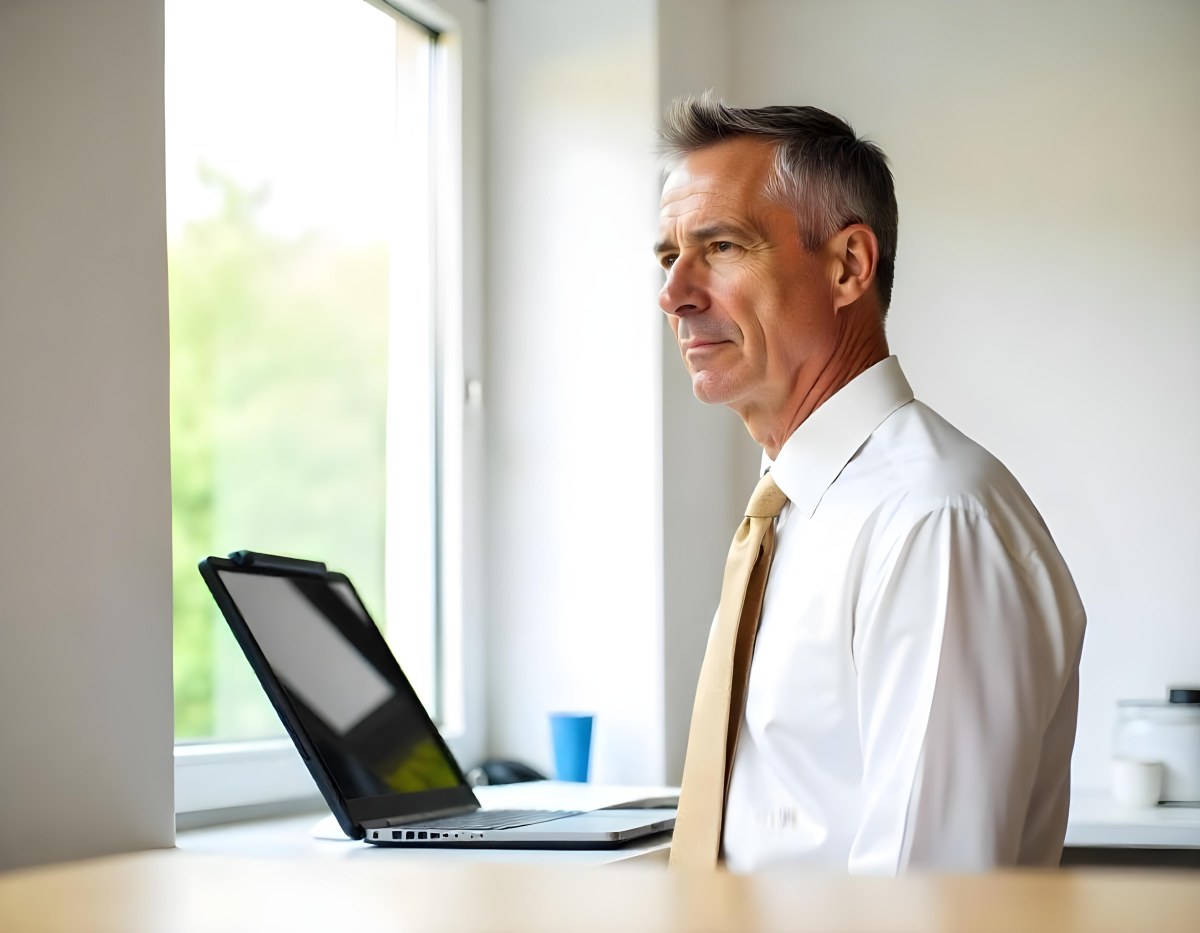 Elderly Caucasian Man With Gray Hair Wearing A White Shirt And Blue Tie Looking Serious 6 E667