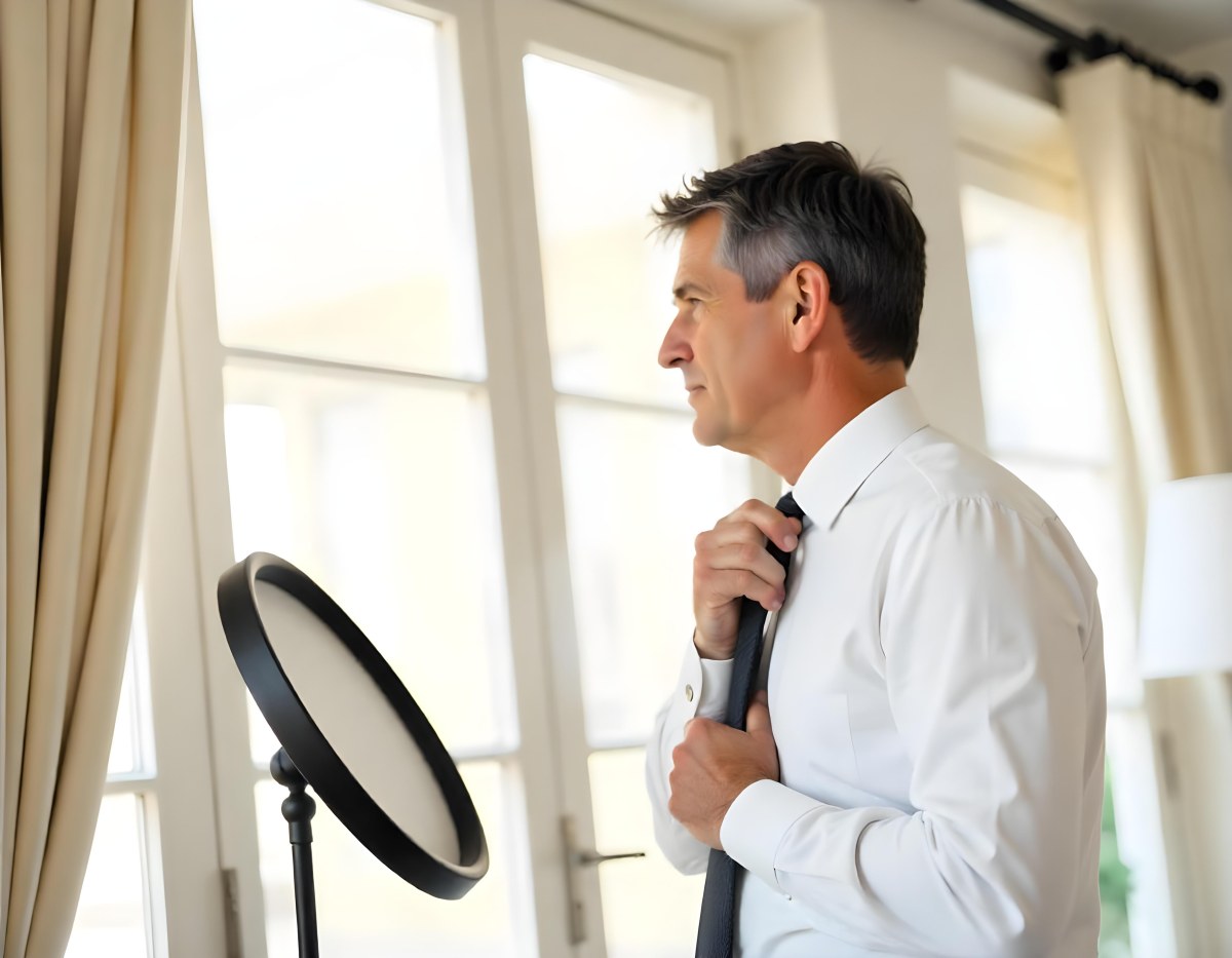 Elderly Caucasian Man With Gray Hair Wearing A White Shirt And Blue Tie Looking Serious 8 9bcf