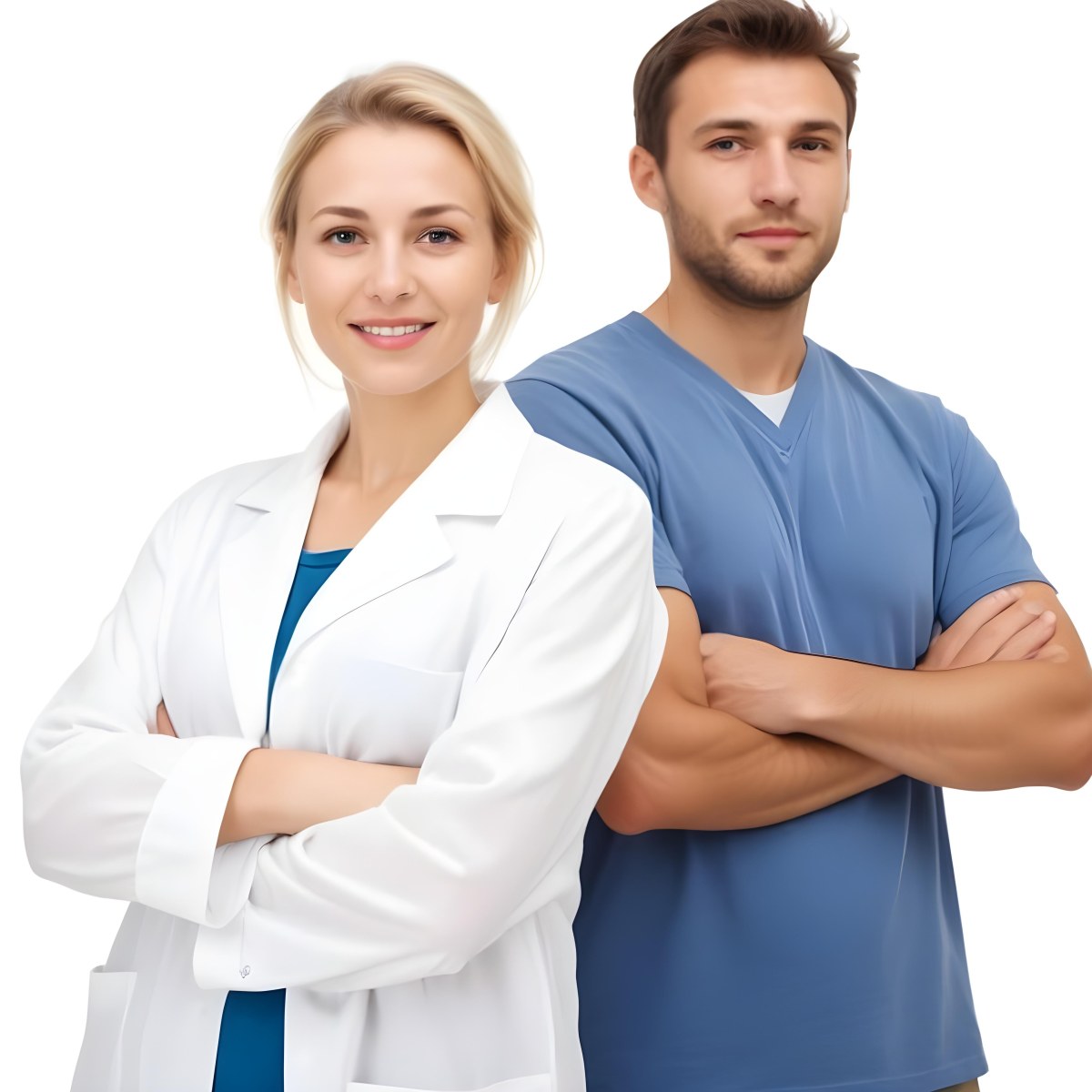 Two Caucasian People Average Age 30 White Background 13 4824