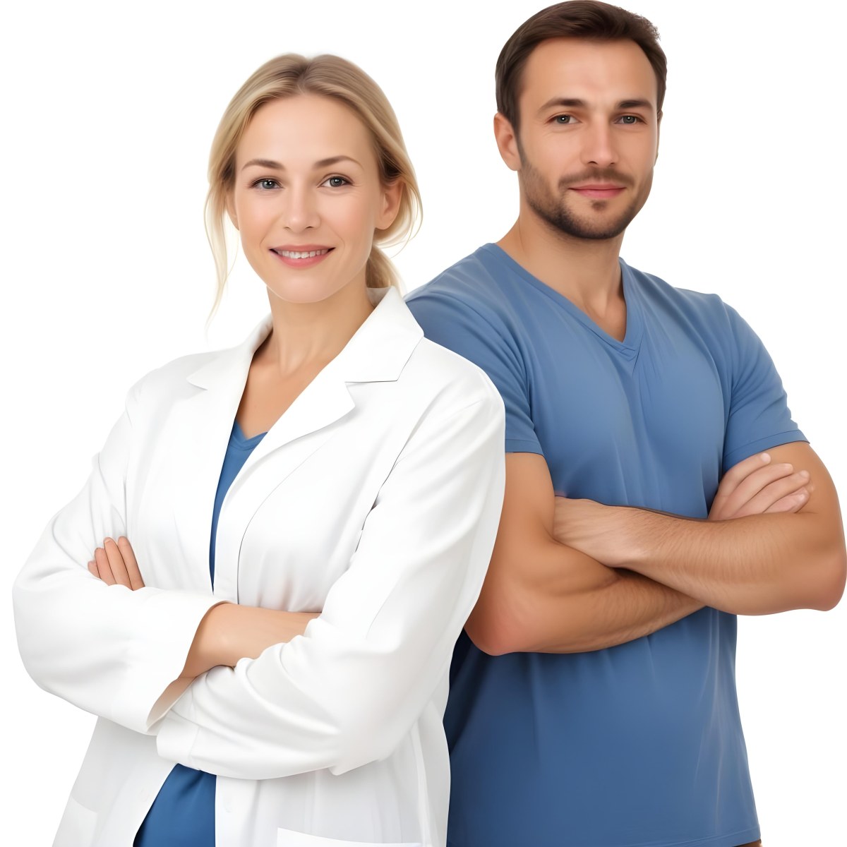Two Caucasian People Average Age 30 White Background 3 E8c7