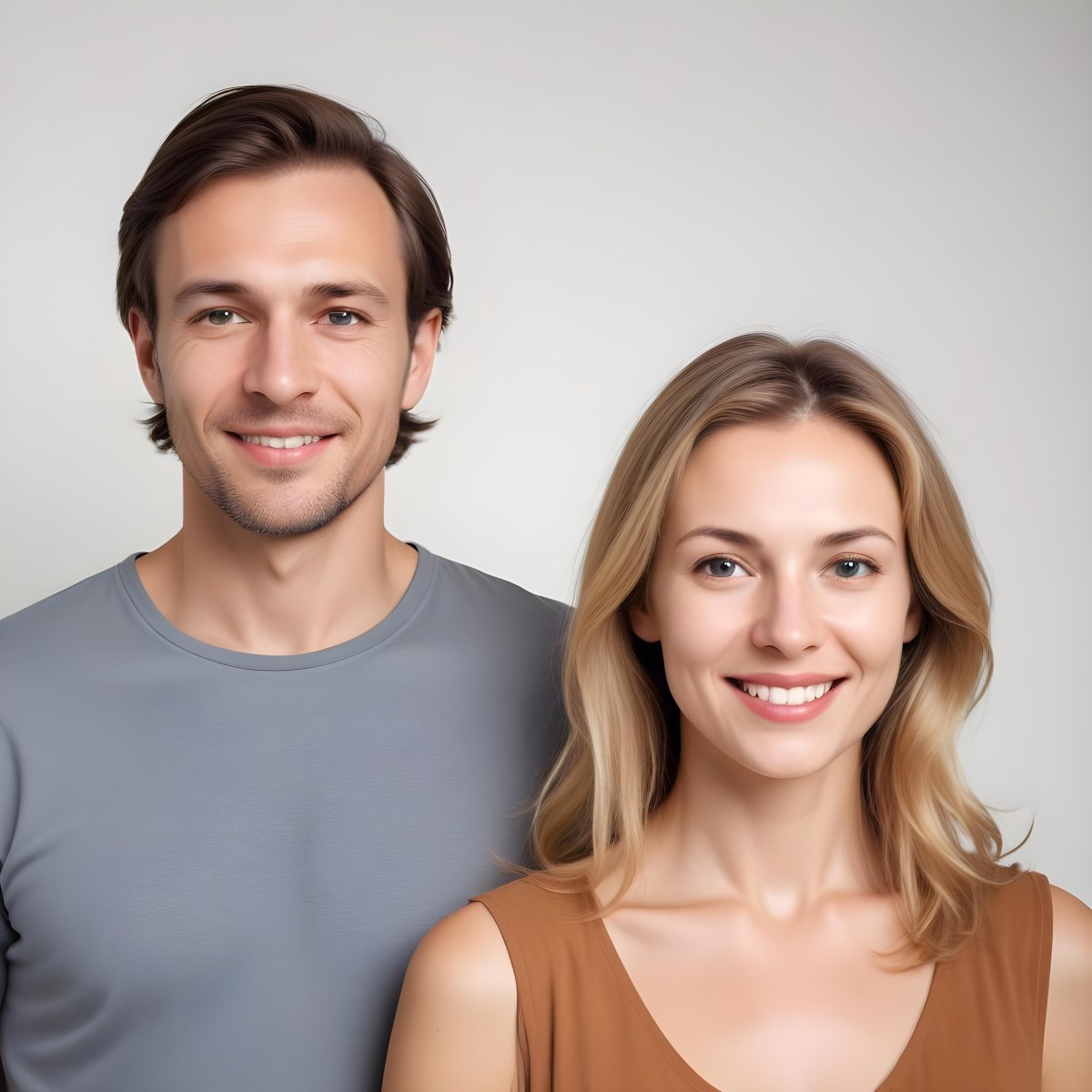 Two Caucasian People Average Age 30 White Background 4 D217