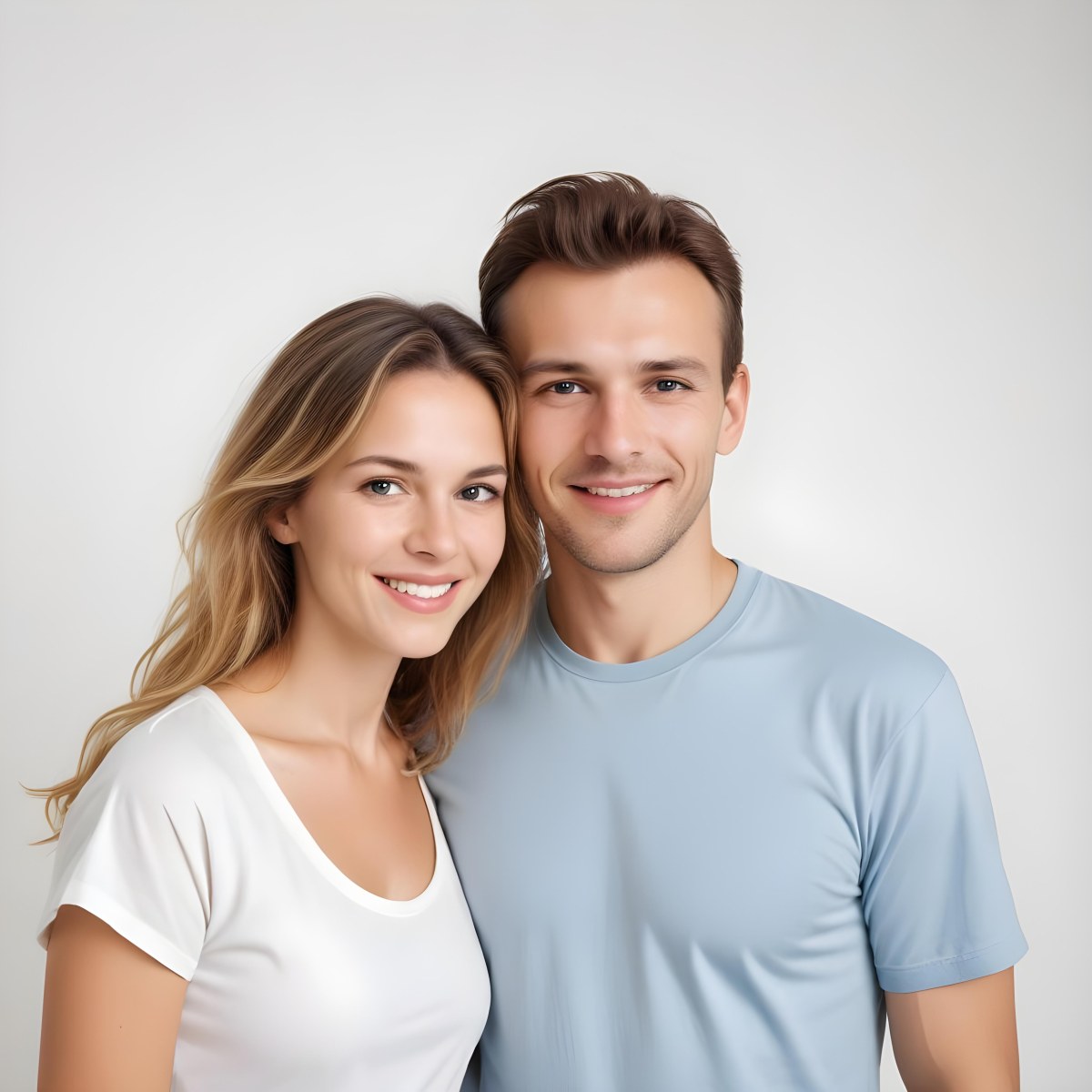 Two Caucasian People Average Age 30 White Background 9 8b84
