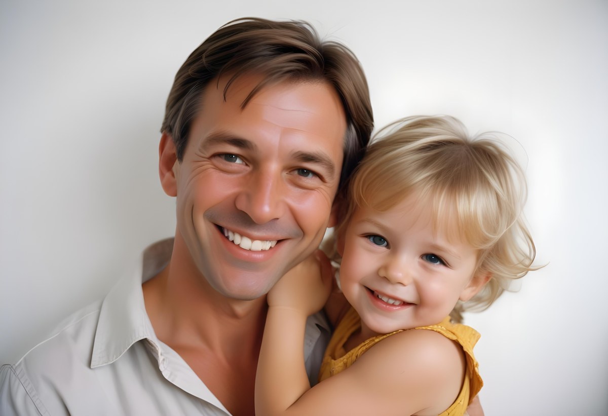 Young Caucasian Man With Short Blonde Hair And A Friendly Smile Holding A Young Blonde Toddler Girl Who Is Also Smiling In A Sunny Park 18 8b16