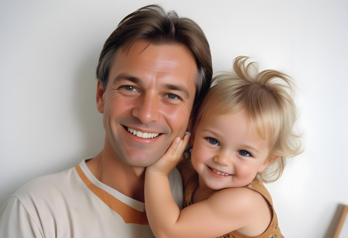 Young Caucasian Man With Short Blonde Hair And A Friendly Smile Holding A Young Blonde Toddler Girl Who Is Also Smiling In A Sunny Park 22 Adf4