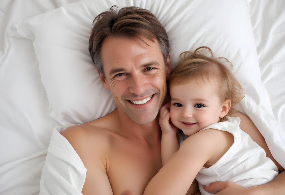 Young Caucasian Man With Short Blonde Hair And A Friendly Smile Holding A Young Blonde Toddler Girl Who Is Also Smiling In A Sunny Park 6 E2fb