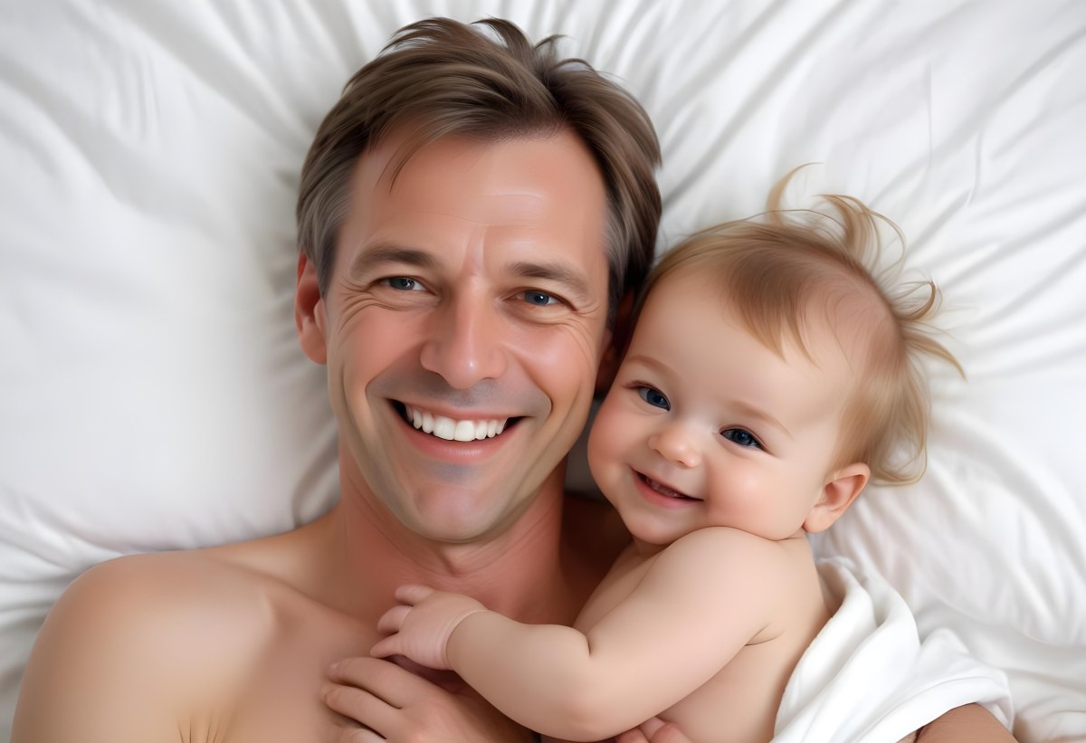 Young Caucasian Man With Short Blonde Hair And A Friendly Smile Holding A Young Blonde Toddler Girl Who Is Also Smiling In A Sunny Park 8 2433