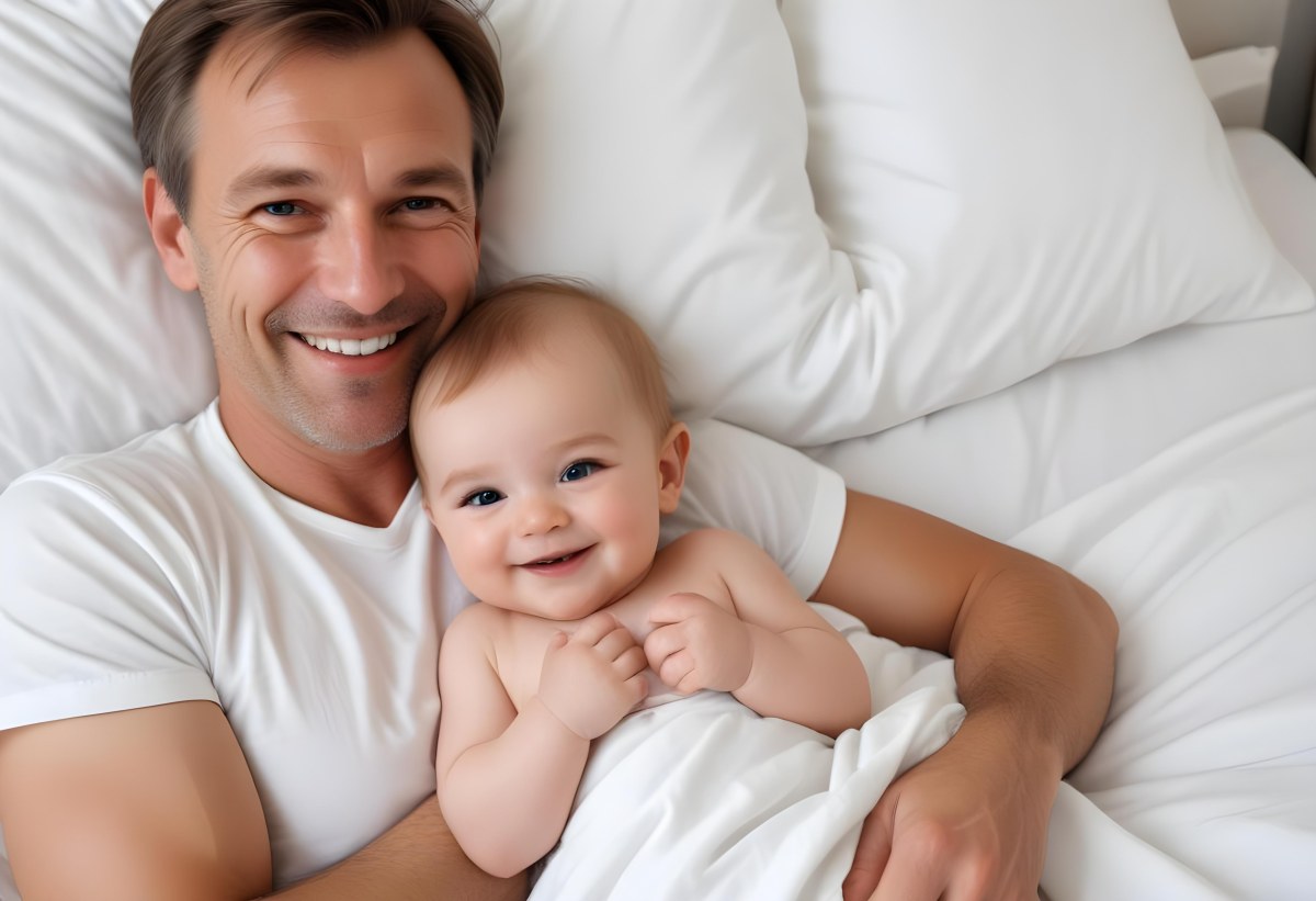 Young Caucasian Man With Short Blonde Hair And A Friendly Smile Holding A Young Blonde Toddler Girl Who Is Also Smiling In A Sunny Park 9 D5b6