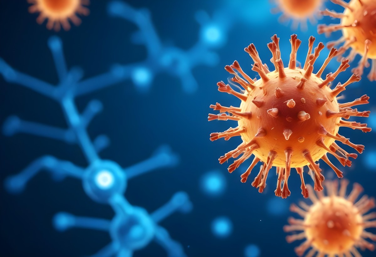 A Microscopic View Of A Coronavirus Particle Featuring A