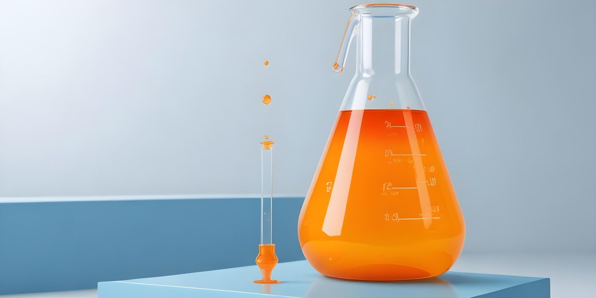 3d Model A Transparent Erlenmeyer Flask Filled With Orange Liquid A Pipette Dripping Into The Flask On A White Pedestal Light Blue Background Figure Octane Render Volumetric Highly Detailed Videogame Aesthetic 9 2c8a