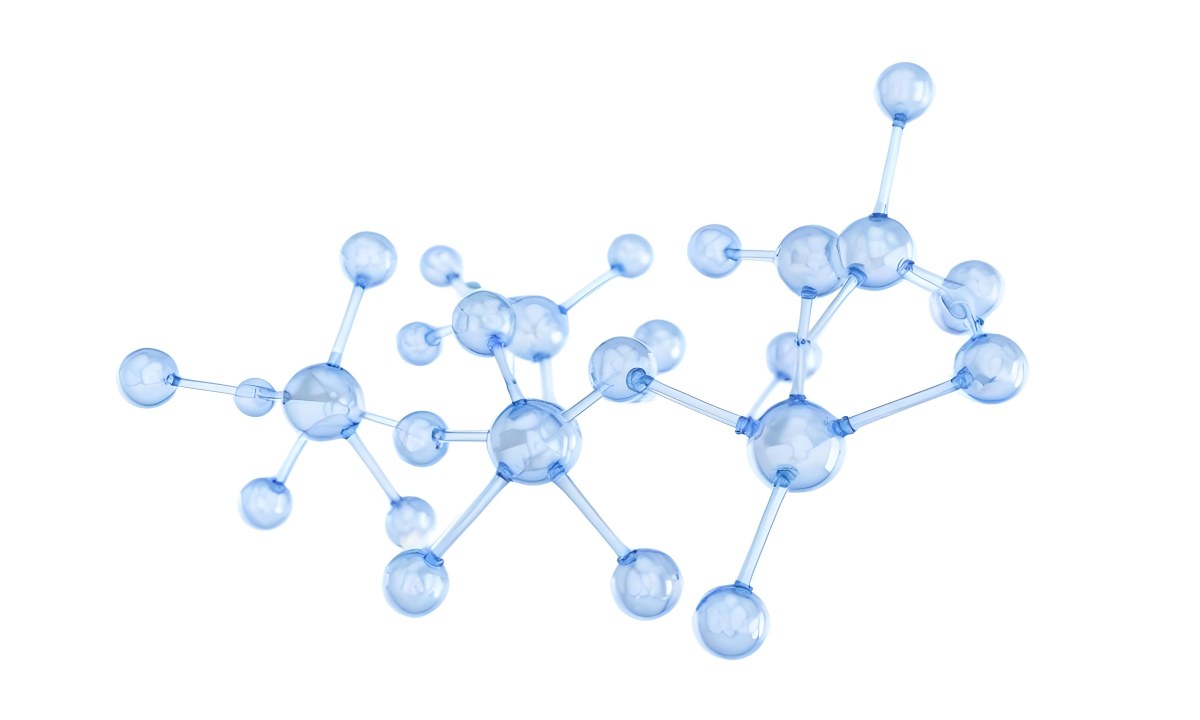 3d Model A Transparent Molecule Structure With Blue Spheres Connected By Thin Rods Science Concept Clean And Minimalist Design Isolated On A White Background Figure Octane Render Volumetric Highly Detailed Videog 20 B509