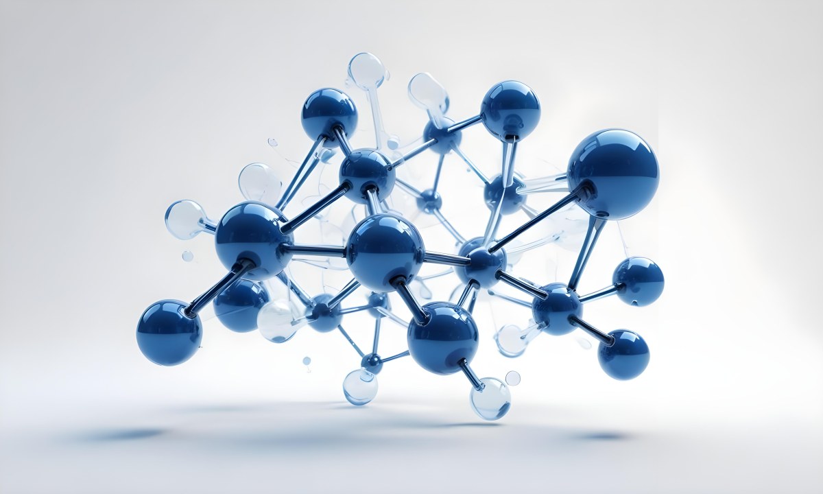 3d Model A Transparent Molecule Structure With Blue Spheres Connected By Thin Rods Science Concept Clean And Minimalist Design Isolated On A White Background Figure Octane Render Volumetric Highly Detailed Videog 4 A2eb
