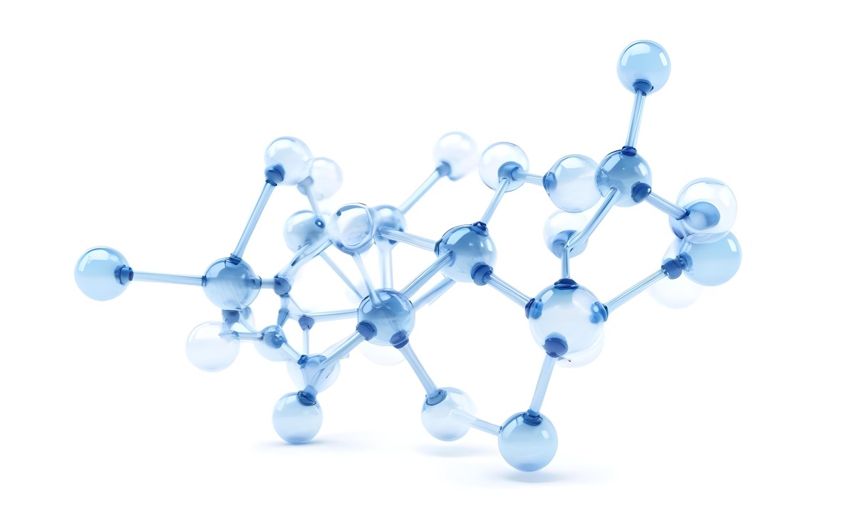 3d Model A Transparent Molecule Structure With Blue Spheres Connected By Thin Rods Science Concept Clean And Minimalist Design Isolated On A White Background Figure Octane Render Volumetric Highly Detailed Videog 5 15ae