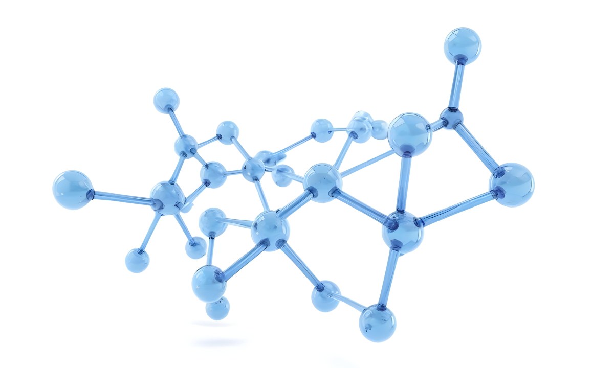 3d Model A Transparent Molecule Structure With Blue Spheres Connected By Thin Rods Science Concept Clean And Minimalist Design Isolated On A White Background Figure Octane Render Volumetric Highly Detailed Videog 6 B706