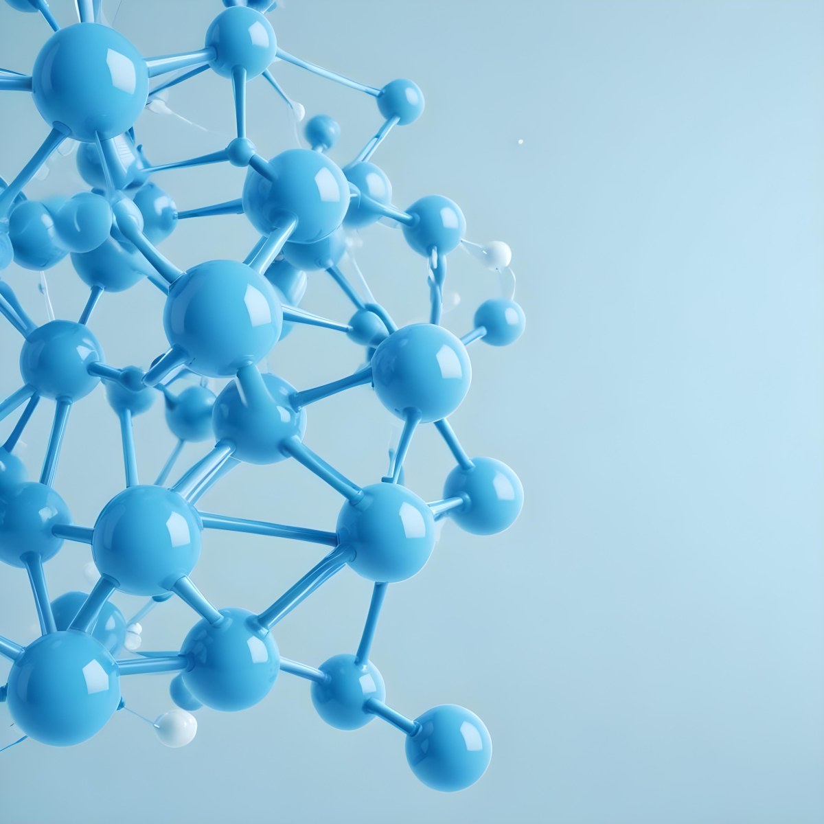 3d Model Abstract Blue Molecule Structure With Interconnected Spheres And Lines Scientific Concept Clean And Modern Design Light Blue Background Minimalist Composition Figure Octane Render Volumetric Highly Deta 51 F703