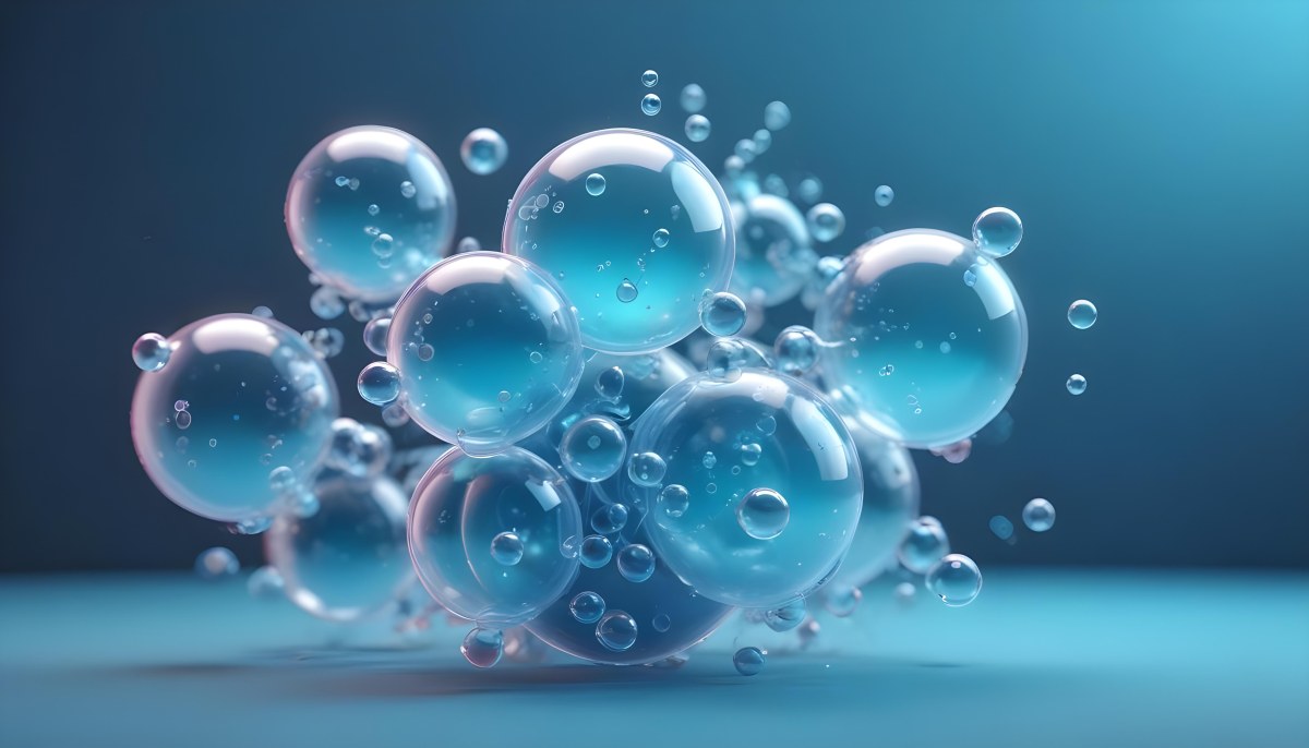 3d Model Bubbles With Molecules Inside Light Blue Background With Blurred Lights And Abstract Shapes Figure Octane Render Volumetric Highly Detailed Videogame Aesthetic 8 C9ec