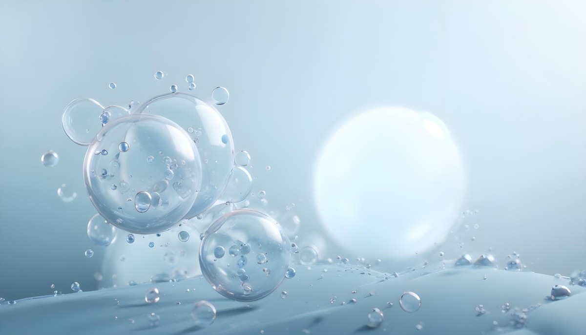 3d Model Bubbles With Molecules Inside Light Blue Background With Blurred Lights And Abstract Shapes Figure Octane Render Volumetric Highly Detailed Videogame Aesthetic 9 Bd8c