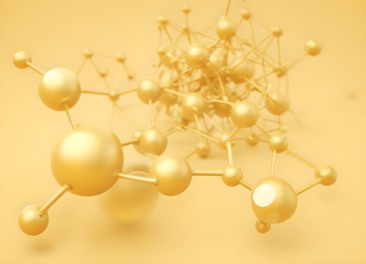 3d Model Golden Molecular Structure With Interconnected Spheres And Lines Creating A Complex Network Soft Golden Background With Blurred Lines Scientific Or Technological Theme Clean And Modern Aesthetic Figure 14 A87b
