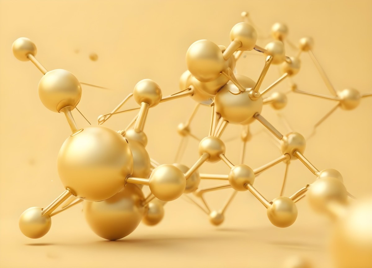 3d Model Golden Molecular Structure With Interconnected Spheres And Lines Creating A Complex Network Soft Golden Background With Blurred Lines Scientific Or Technological Theme Clean And Modern Aesthetic Figure 18 894e