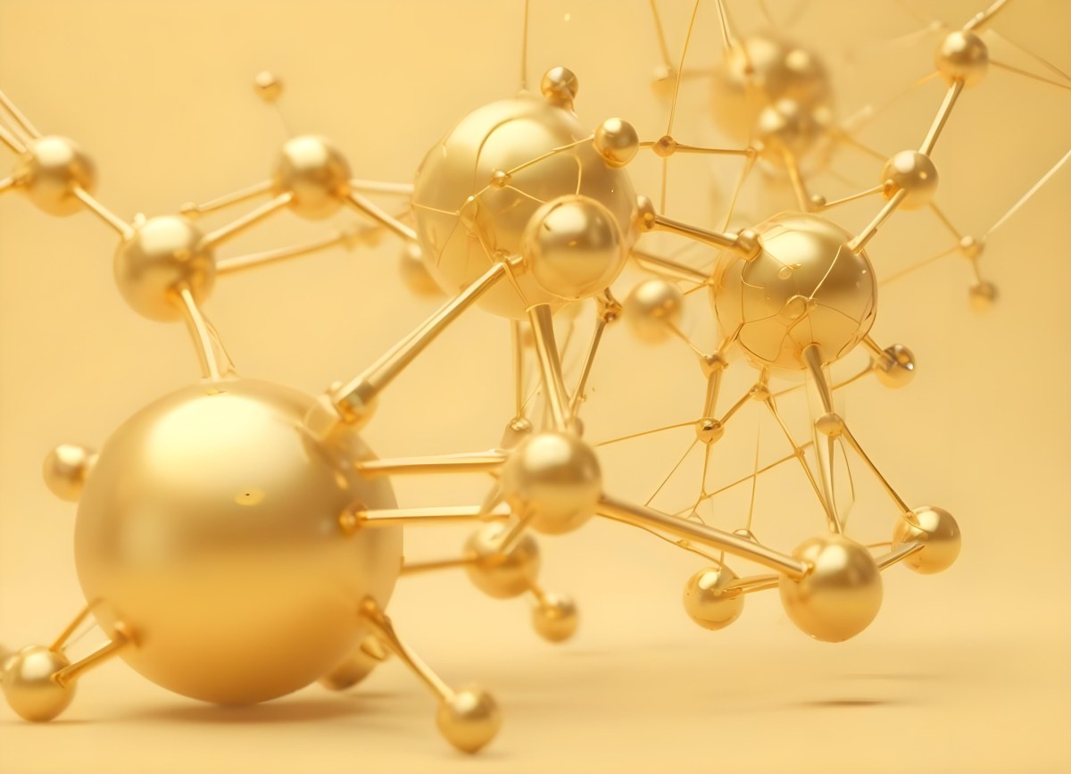 3d Model Golden Molecular Structure With Interconnected Spheres And Lines Creating A Complex Network Soft Golden Background With Blurred Lines Scientific Or Technological Theme Clean And Modern Aesthetic Figure 37 55f9