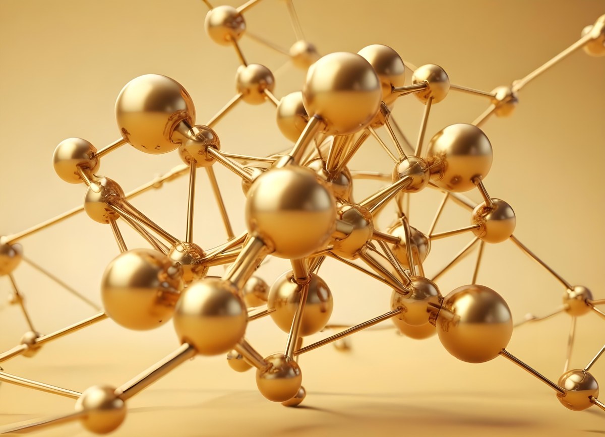 3d Model Golden Molecular Structure With Interconnected Spheres And Lines Creating A Complex Network Soft Golden Background With Blurred Lines Scientific Or Technological Theme Clean And Modern Aesthetic Figure 53 3ee7