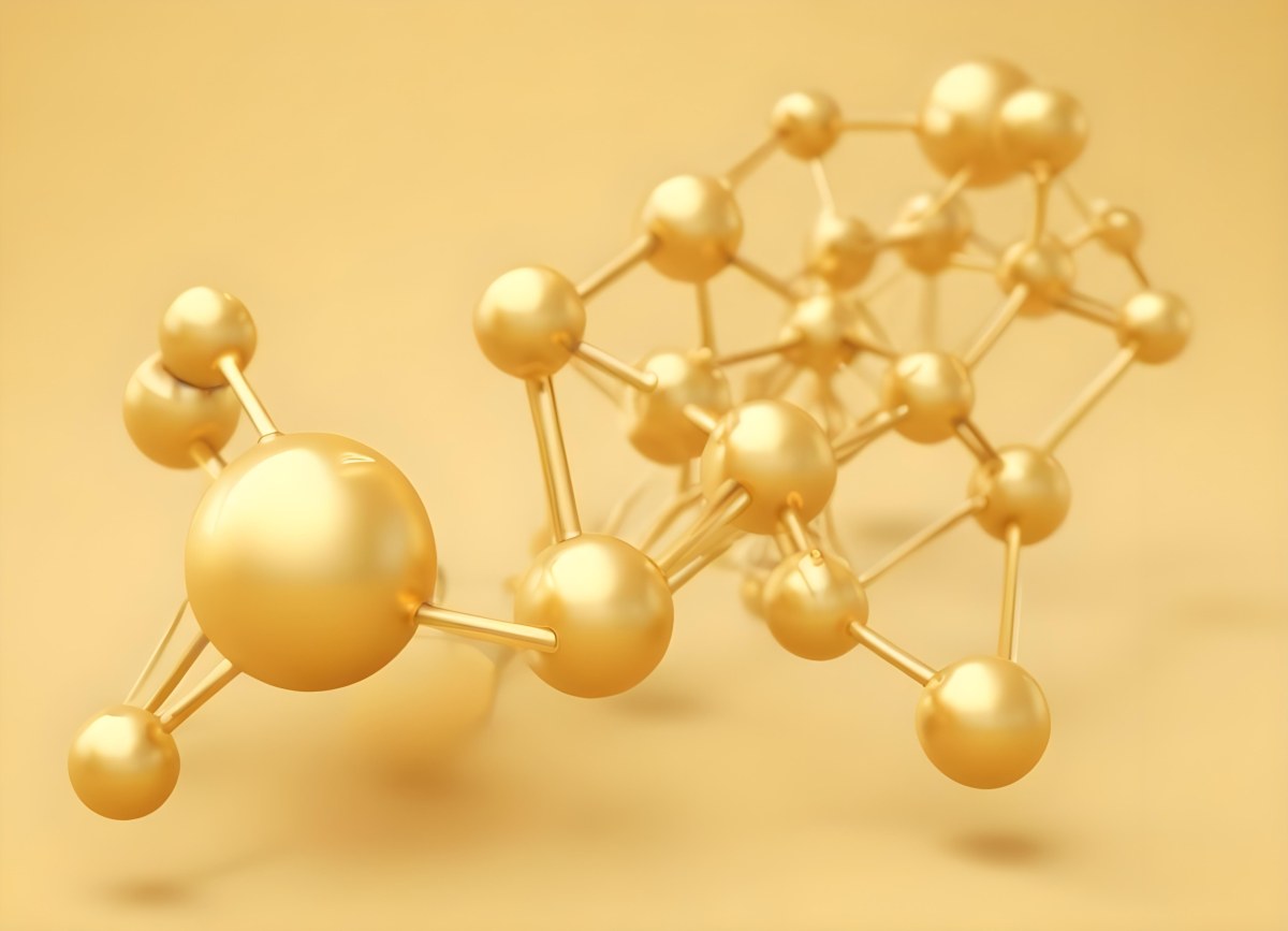 3d Model Golden Molecular Structure With Interconnected Spheres And Lines Creating A Complex Network Soft Golden Background With Blurred Lines Scientific Or Technological Theme Clean And Modern Aesthetic Figure 56 5fac