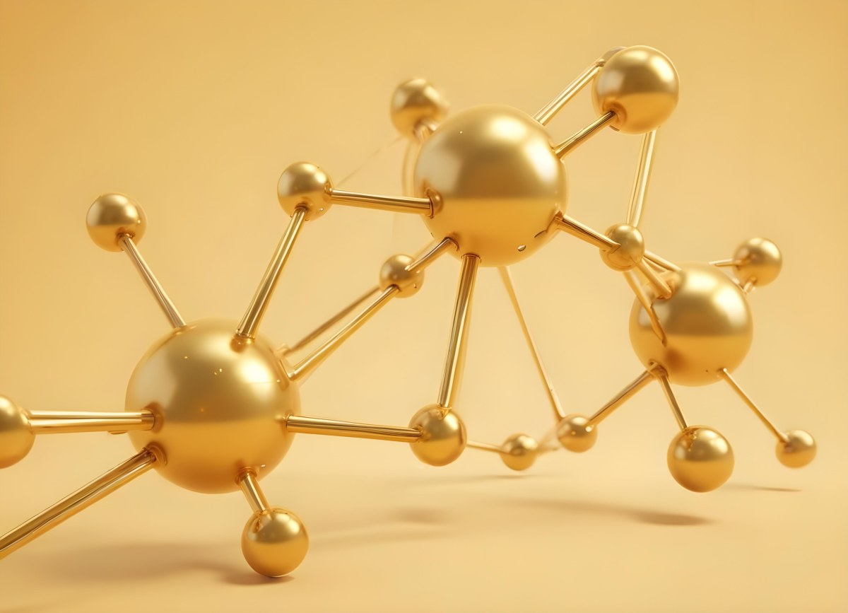 3d Model Golden Molecular Structure With Interconnected Spheres And Lines Creating A Complex Network Soft Golden Background With Blurred Lines Scientific Or Technological Theme Clean And Modern Aesthetic Figure 6 Bc4e