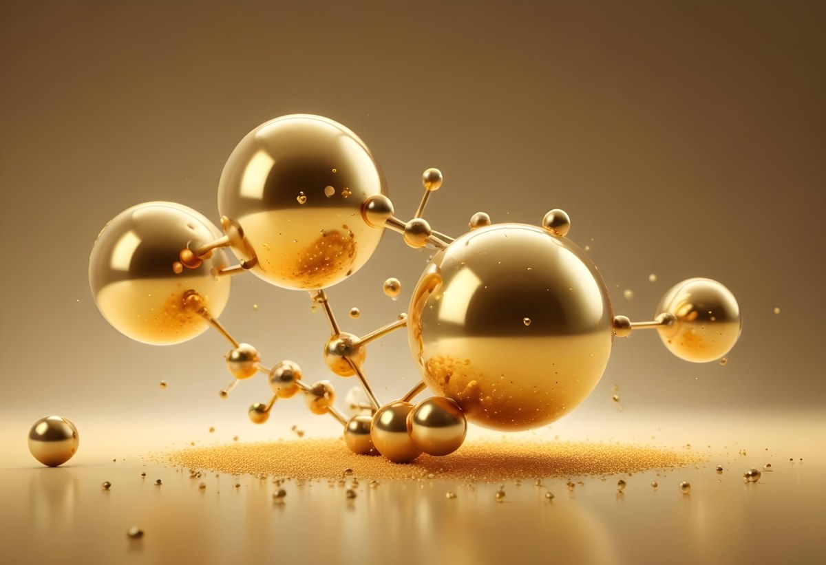Golden Molecules Floating In A Bright