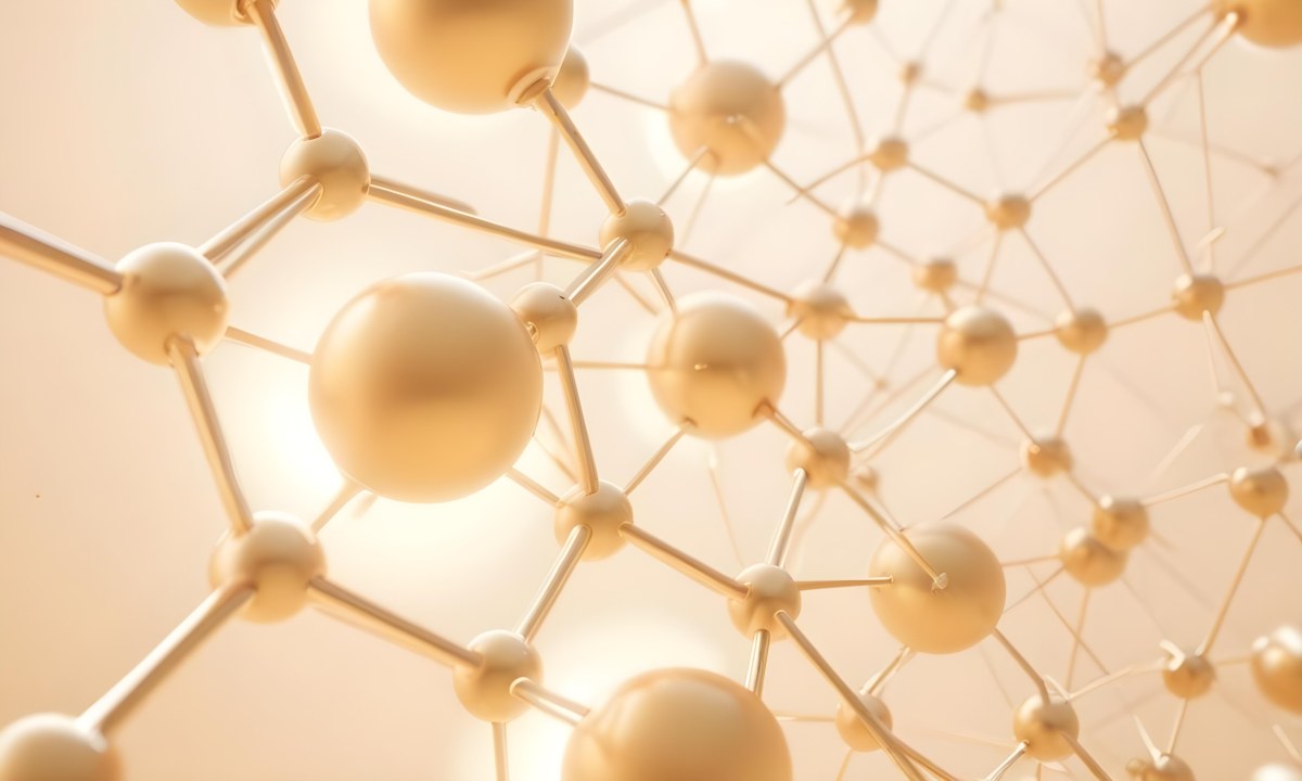 3d Model Golden Spheres Connected By Thin Rods In A Grid Like Structure Soft Lighting Clean And Minimalist Design Abstract Representation Of Molecular Structure Bright Background Figure Octane Render Volumetric 15 2bf4