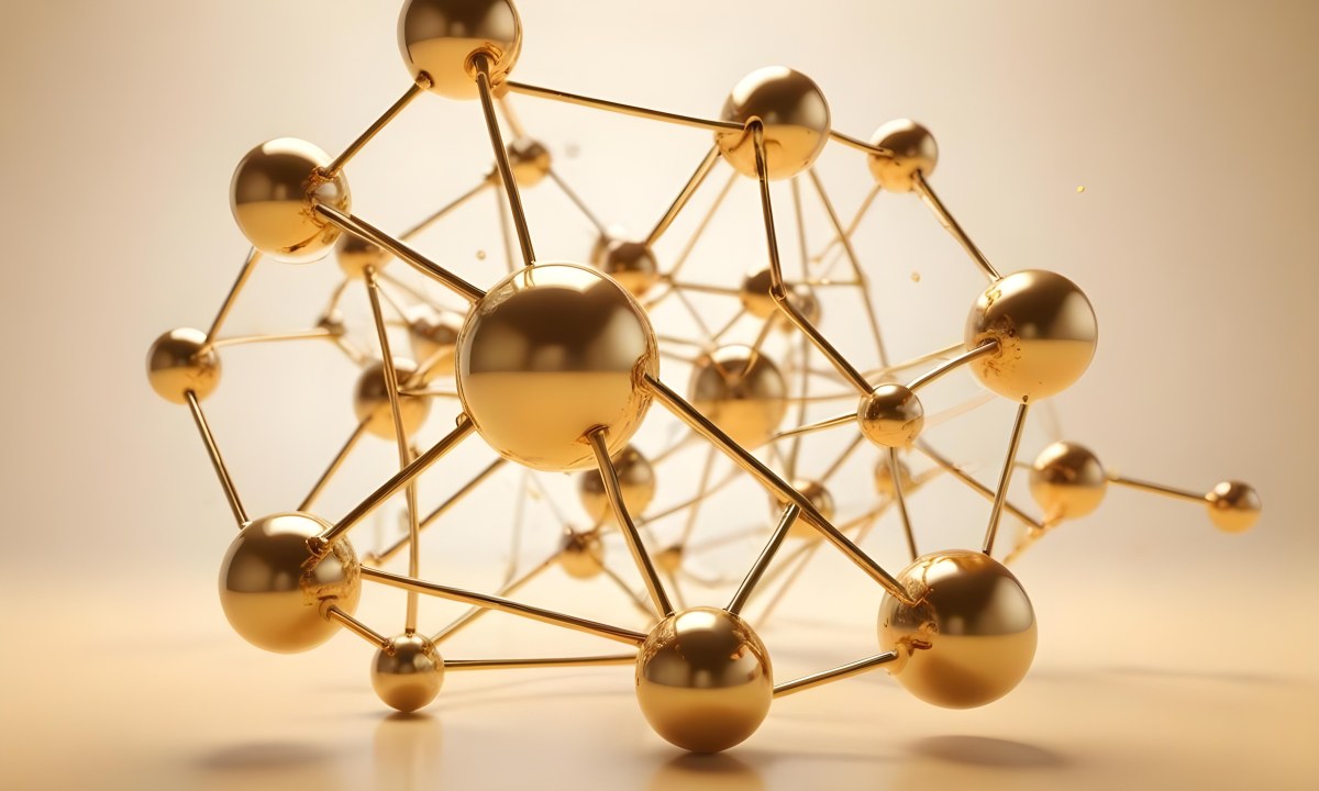 3d Model Golden Spheres Connected By Thin Rods In A Grid Like Structure Soft Lighting Clean And Minimalist Design Abstract Representation Of Molecular Structure Bright Background Figure Octane Render Volumetric 19 A2d6