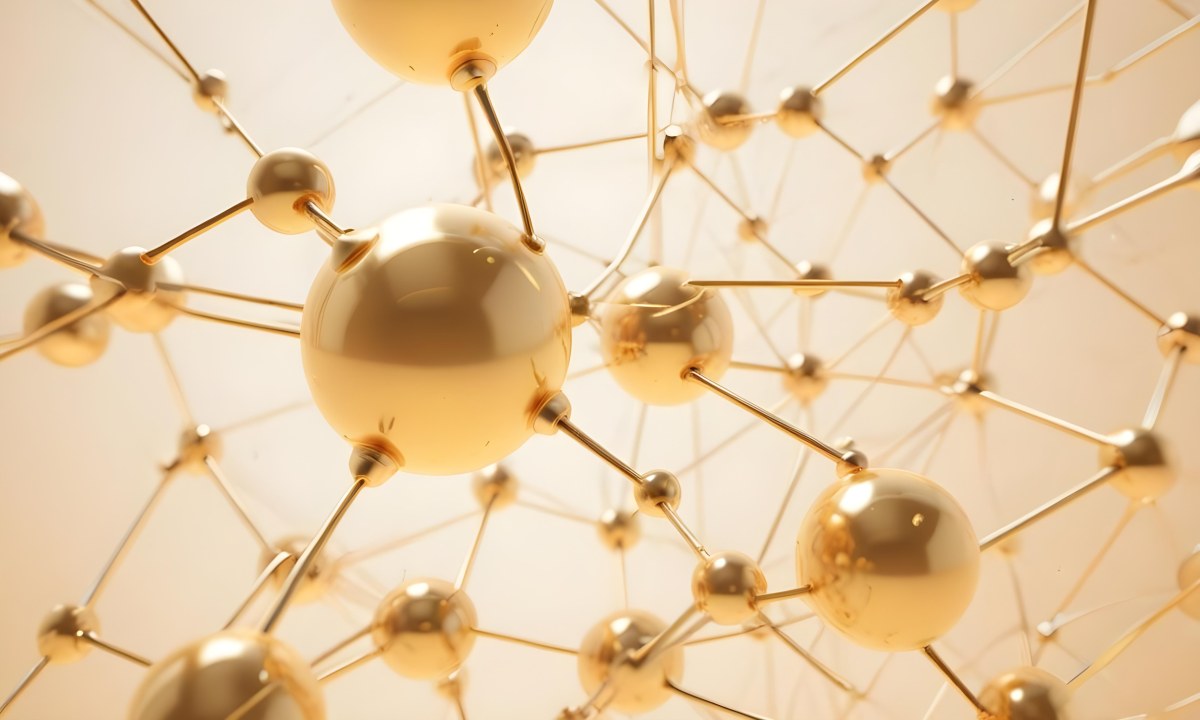 3d Model Golden Spheres Connected By Thin Rods In A Grid Like Structure Soft Lighting Clean And Minimalist Design Abstract Representation Of Molecular Structure Bright Background Figure Octane Render Volumetric 35 6ed4
