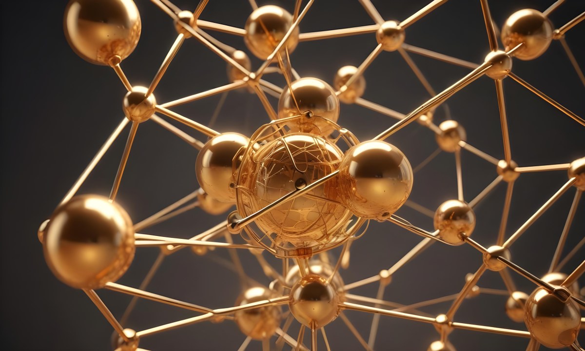 3d Model Golden Spheres Connected By Thin Rods In A Grid Like Structure Soft Lighting Clean And Minimalist Design Abstract Representation Of Molecular Structure Bright Background Figure Octane Render Volumetric 42 2e0c